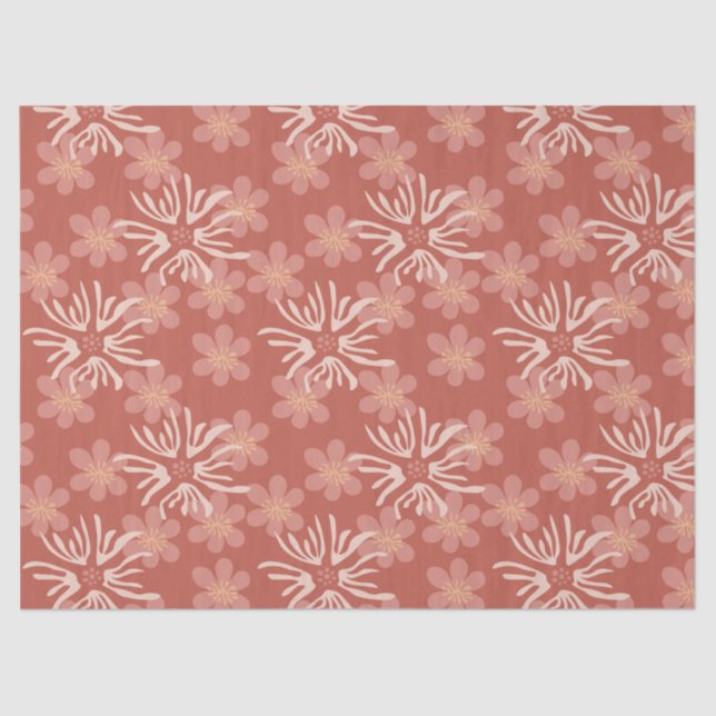 Papier Mousseline Fleurs rétro Rose Dusty - Motif botanique doux (Recto)