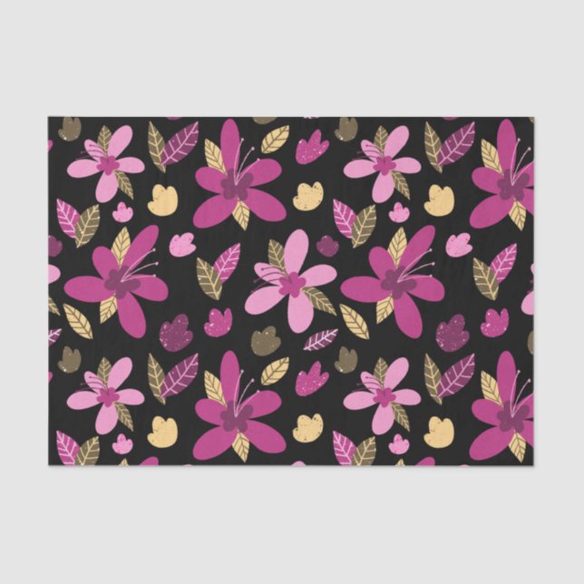 Papier Mousseline Fleurs romantiques Papier de tissus (Recto)