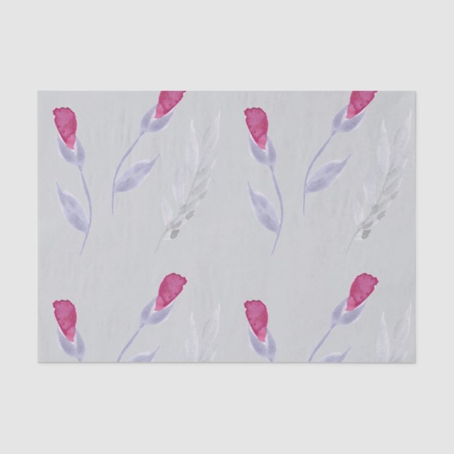 Papier Mousseline Fleurs rose gris (Recto)