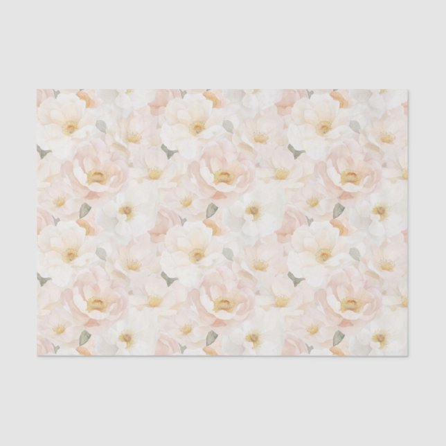 Papier Mousseline Fleurs Rose Pâle pour la Mariée (Recto)