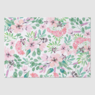 Papier Mousseline Fleurs rose pastel motif
