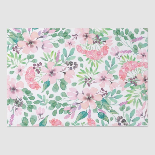 Papier Mousseline Fleurs rose pastel motif (Recto)