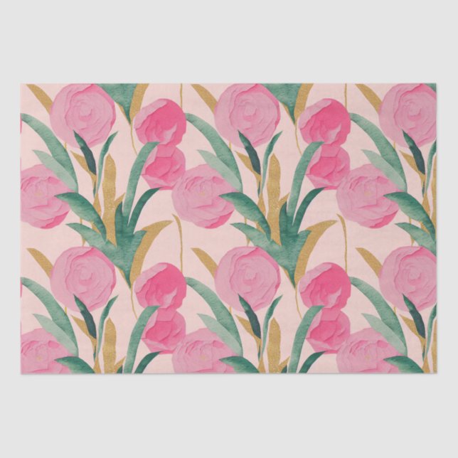 Papier Mousseline Fleurs roses (Recto)