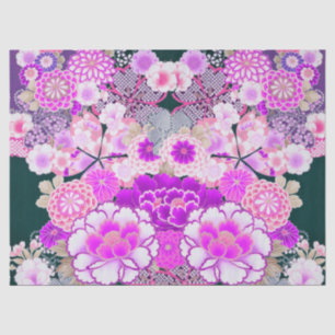 Papier Mousseline FLEURS ROSES BLANCHES Peony, Floral japonais Rose