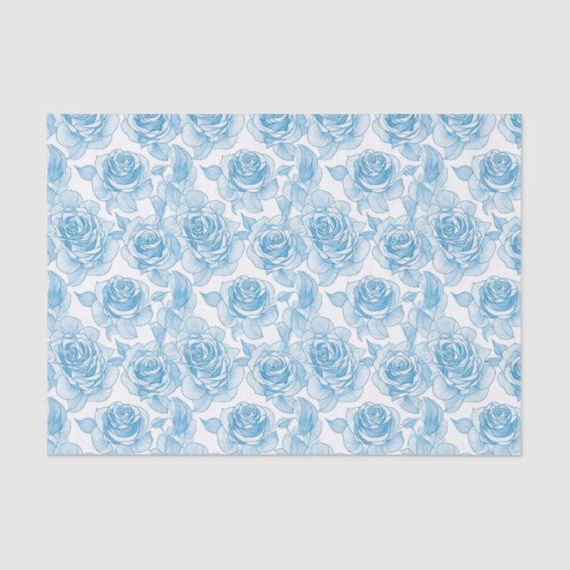 Papier Mousseline Fleurs roses bleues (Recto)