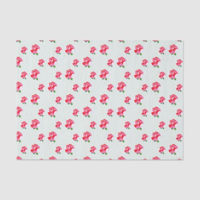 Papier Mousseline Fleurs roses Botanique Aqua Rose (Recto)
