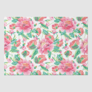 Papier Mousseline Fleurs roses brillantes Fille Motif