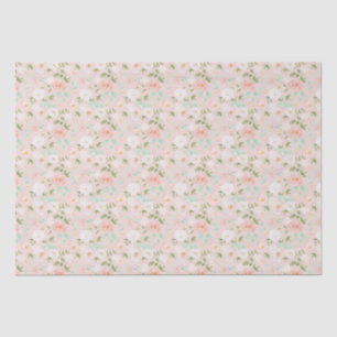 Papier Mousseline Fleurs Roses d'aquarelle en rose et en rose