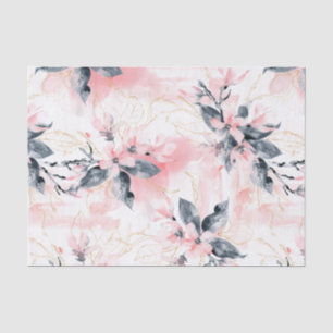 Papier Mousseline Fleurs roses de cornouiller peintes par aquarelle