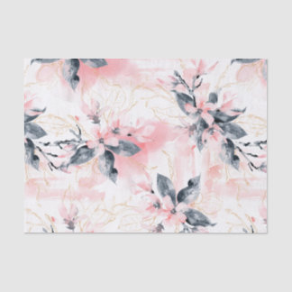 Papier Mousseline Fleurs roses de cornouiller peintes par aquarelle