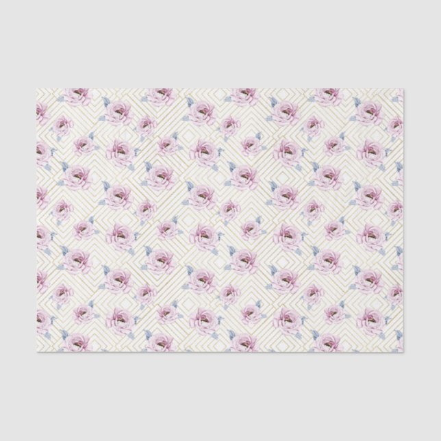 Papier Mousseline Fleurs roses (modèle 76 de la série rose) (Recto)