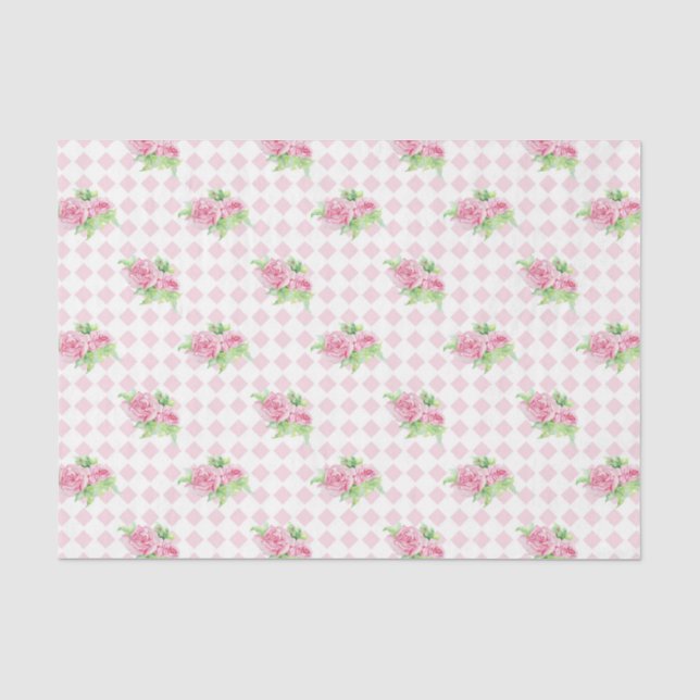Papier Mousseline Fleurs roses (modèle 77 série rose) (Recto)