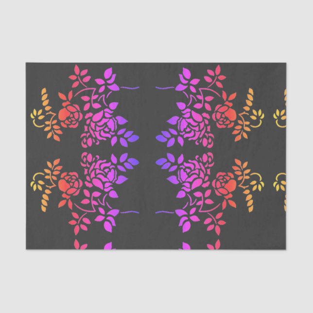 Papier Mousseline Fleurs Roses tendues Couleurs Abstraites Découpage (Recto)