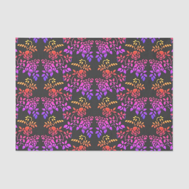 Papier Mousseline Fleurs Roses tendues Couleurs Abstraites Découpage (Recto)