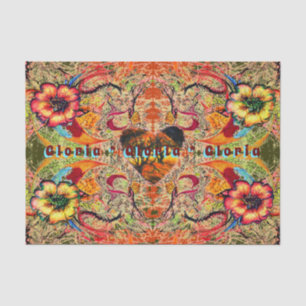 Papier Mousseline Fleurs rouges, Coeur foncé imaginaire victorien