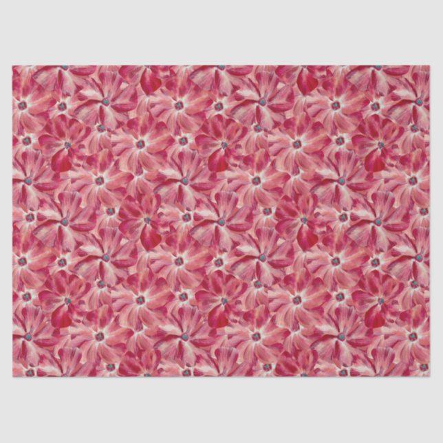 Papier Mousseline Fleurs rouges modernes aquarelle motif floral (Recto)