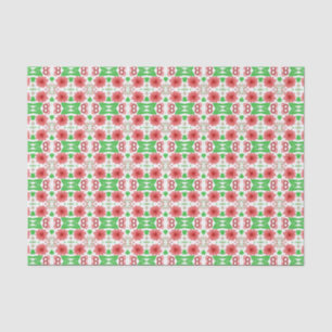 Papier Mousseline Fleurs rouges Whimsical Feuilles verts sur l'art b