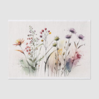 Papier Mousseline fleurs sauvages d'aquarelle vintages