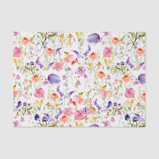 Papier Mousseline Fleurs sauvages fantastiques| Aquarelle (Recto)