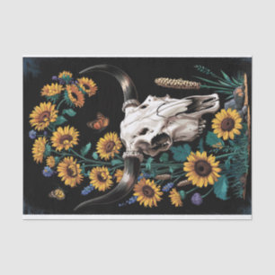 Papier Mousseline Fleurs sauvages & Far West, Crâne & Fleurs découpa