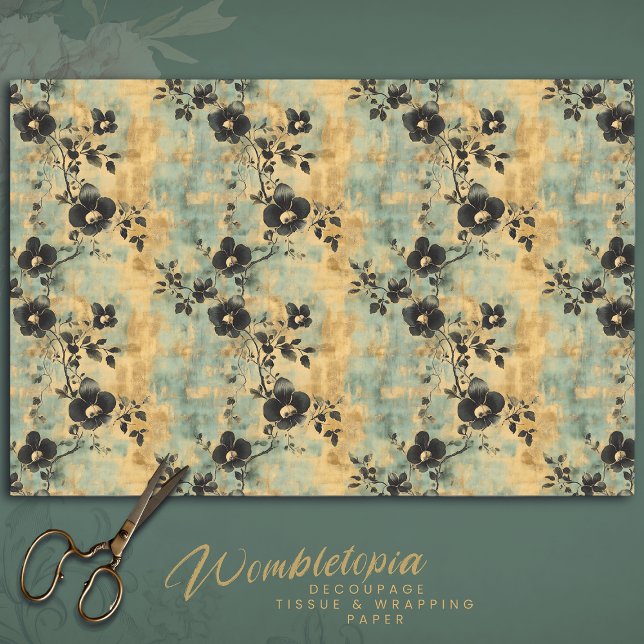 Papier Mousseline Fleurs sauvages rustiques en noir et ivoire sur Sa (Créateur téléchargé)