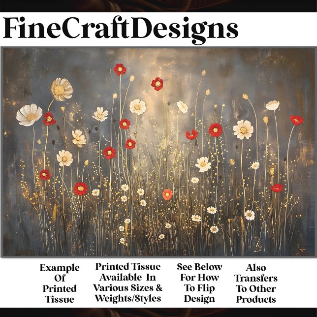 Papier Mousseline Fleurs Serene Meadow À La Nuit S4 Découpage (Créateur téléchargé)