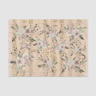 Papier Mousseline fleurs sur la feuille de musique vintage