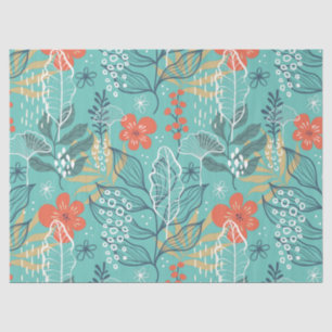 Papier Mousseline Fleurs tropicales et motif feuille