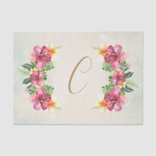 Papier Mousseline Fleurs tropicales Hibiscus Plumeria Floral Elégant