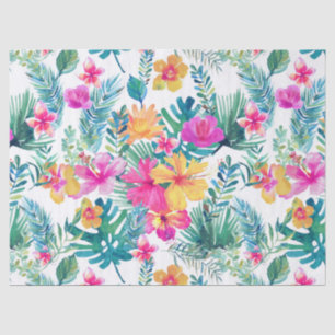 Papier Mousseline Fleurs tropicales Motif aquarelles