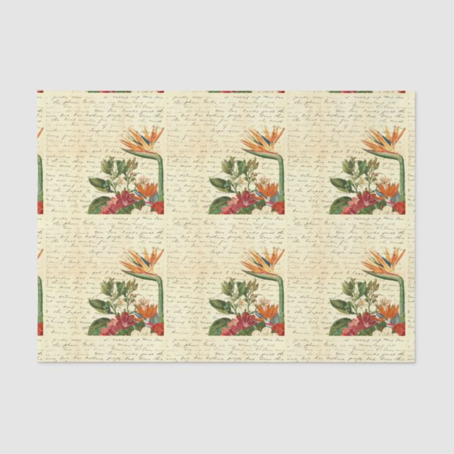 Papier Mousseline Fleurs tropicales vintage (Recto)