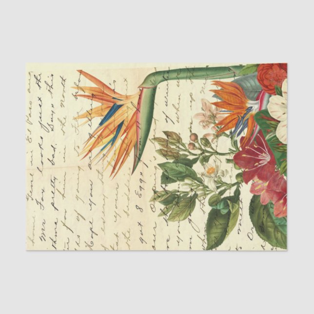 Papier Mousseline Fleurs tropicales vintages (Recto)