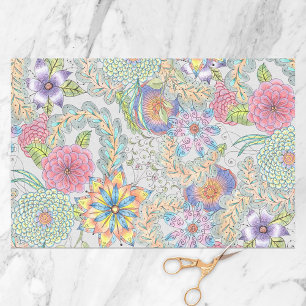 Papier Mousseline Fleurs vibrantes avec des tourbillons de vignes et