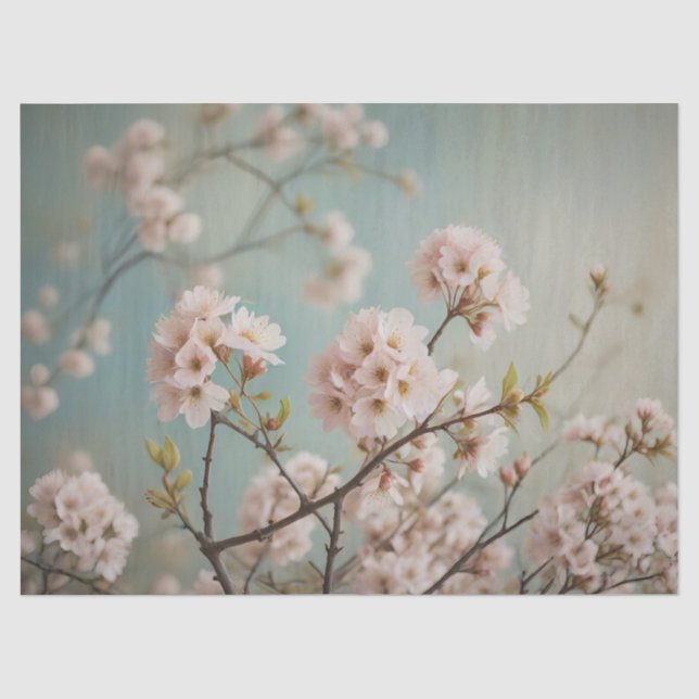 Papier Mousseline Fleurs vintages de cerisiers (Recto)