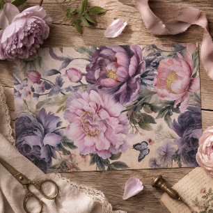 Papier Mousseline Fleurs vintages Et Papillons