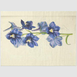 Papier Mousseline Fleurs vintages Florales Bleues Ephémère Découpage