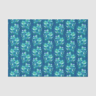 Papier Mousseline Fleurs Vintages Jasmin Fleurie Motif Floral Bleu