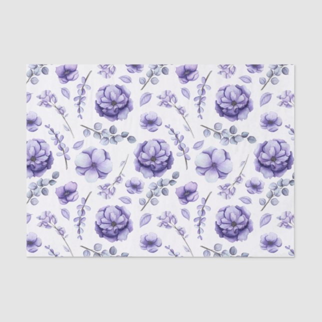 Papier Mousseline Fleurs violettes (Recto)
