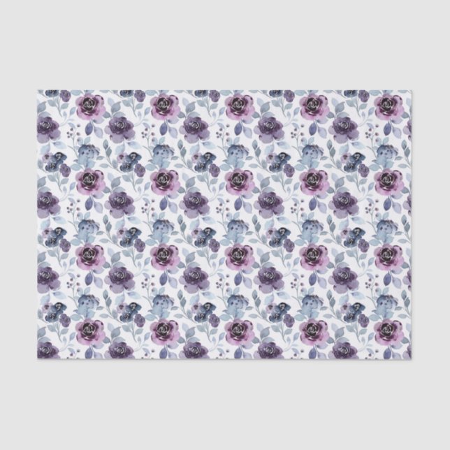 Papier Mousseline Fleurs Violettes  (Recto)