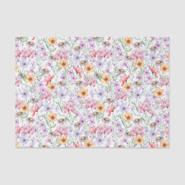 Papier Mousseline Fleurs Violettes (Recto)