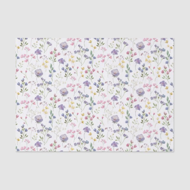 Papier Mousseline Fleurs Violettes (Recto)