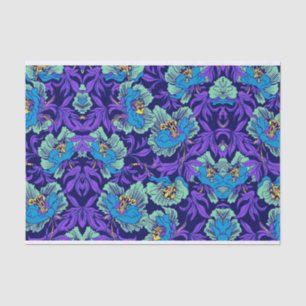 Papier Mousseline Fleurs violettes et bleues William Morris