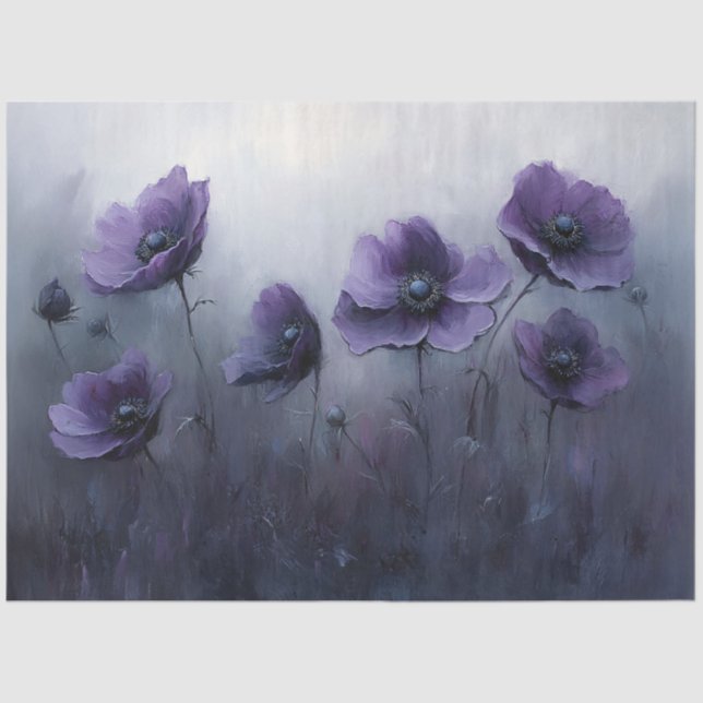 Papier Mousseline Fleurs violettes gothiques Peinture Découpage (Recto)