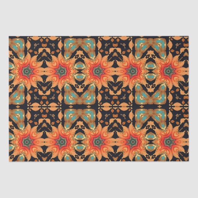 Papier Mousseline Fleurs vives Abstraites Découpage (Recto)