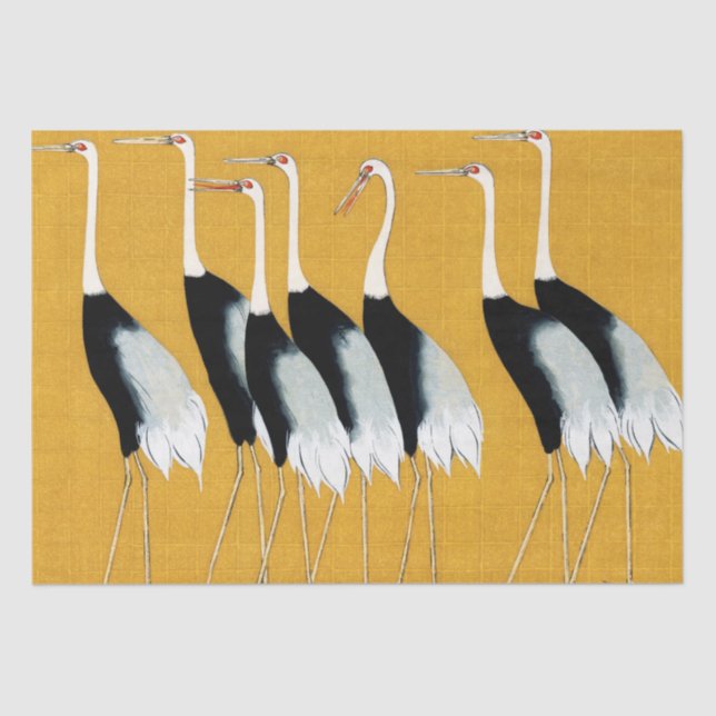 PAPIER MOUSSELINE FLOC DE CRANES JAPONAISES (Recto)