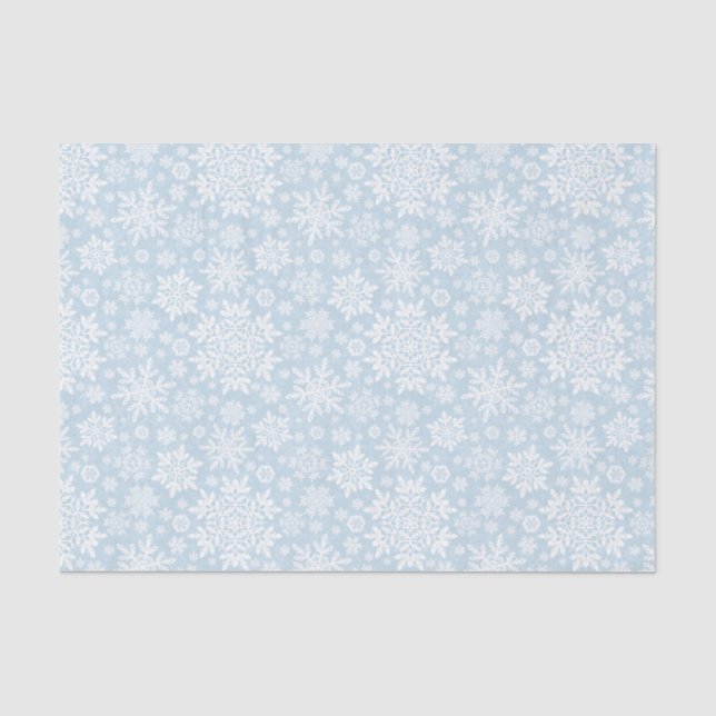 Papier Mousseline Flocon de neige blanc élégant (bleu givré) (Recto)