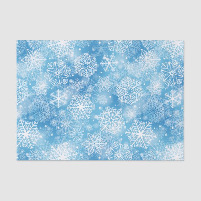 Papier Mousseline Flocon de neige bleu (Recto)