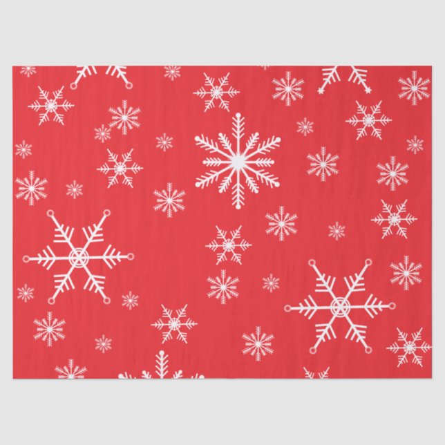 Papier Mousseline Flocon De Neige De Noël En Rouge (Recto)