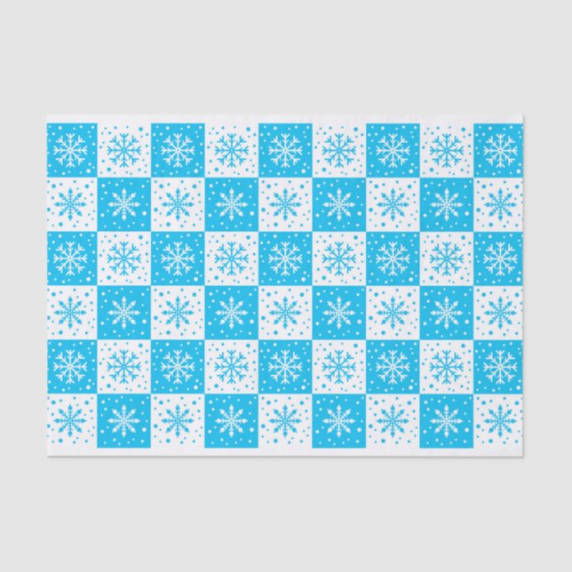 Papier Mousseline Flocon de neige et Motif de neige (bleu) (Recto)