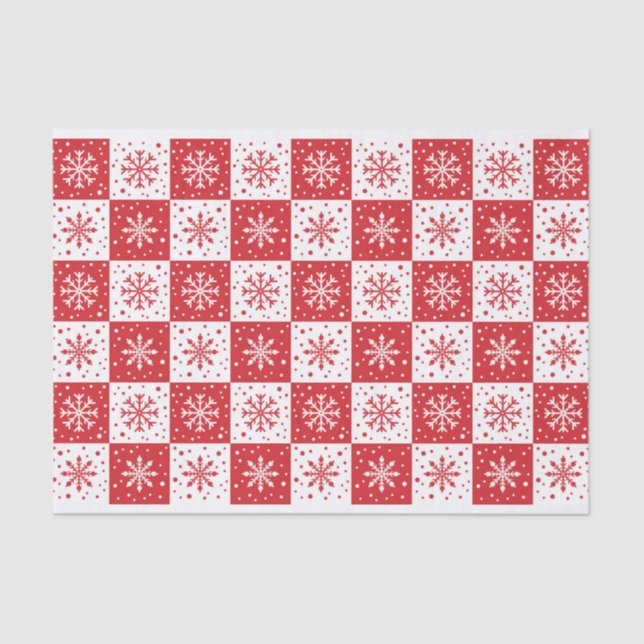 Papier Mousseline Flocon de neige et Motif de neige (rouge) (Recto)